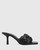 Combs Black Woven Leather Stiletto Heel Sandal. 