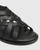 Chalamet Black Leather Woven Strap Sandal. 
