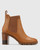 Purcell Tan Leather Block Heel Ankle Boot. 