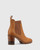 Purcell Tan Leather Block Heel Ankle Boot. 