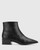 Cade Black Matte Mini Snake Print Leather Snib Toe Ankle Boot. 
