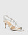 Nhalo Silver Leather Stiletto Heel Sandal. 