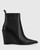 Hadriana Black Leather Wedge Heel Ankle Boot. 