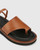 Tahoe Dark Cognac Leather Open Toe Flat Sandal. 
