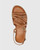 Cordelia Tan Leather Buckle Strap Flat Sandal. 