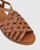 Jadore Tan Leather Open Toe Flat Sandal. 