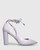 Hennessy Lilac Leather Ankle Wrap Block Heel. 