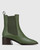 Orleans Olive Green Leather Elastic Gusset Ankle Boot 