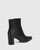 Deborah Black Leather Block Heel Ankle Boot 