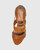 Rolland Cognac Leather & Suede Block Heel Sandal. 