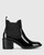 Blair Black Patent Leather Stretch Gusset Round Toe Ankle Boot. 