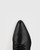 Kallie Black Leather Pointed Toe Lace Up Block Heel Ankle Boot. 