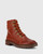 Bentleigh Rust Leather Quilted Collar Lace Up Ankle Boot. 