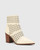 Pasher Buttercream Leather Lasercut Block Heel Ankle Boot. 