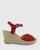 Umiko Red Suede Espadrille Open Toe Wedge. 