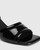 Krauss Black Patent Leather Angular Heel Sandal 