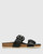 Anaco Black Leather Double Strap Cork Slide 