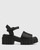 Yolla Black Leather Chunky Sandal 