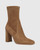 Ursella Taupe Suede Leather Block Heel Ankle Boot 
