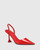 Quela Red Leather and Vinyl Flared Heel Pump 