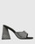 Raku Black Recycled Satin Angular Heel Sandal With Diamantes 