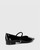 Meara Black Patent & Suede Leather Point Toe Flat. 