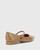 Meara Taupe Patent & Nappa Leather Point Toe Flat. 