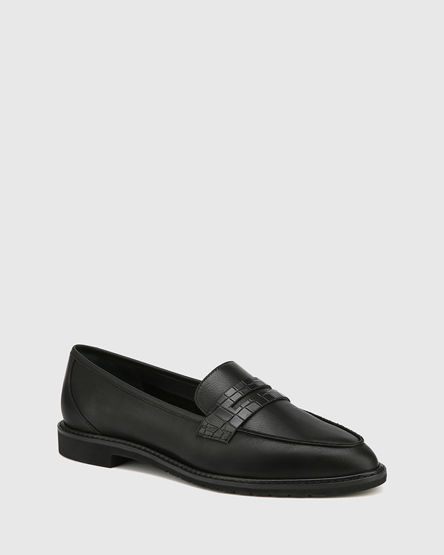 black suede platform loafers