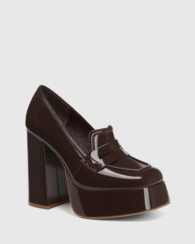 black suede platform loafers