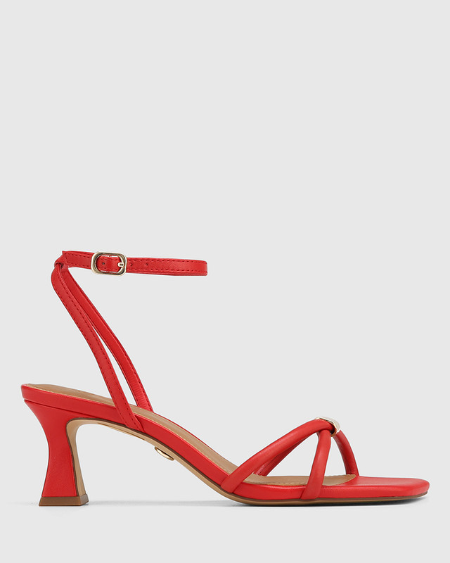 Glamorous Red Sandals For Women, Metallic Sculptural Heeled Ankle Strap  Sandals | SHEIN USA