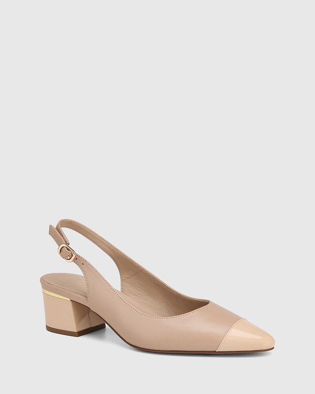 Sanya Slingback Heels In Suede - Cognac Brown | NYDJ