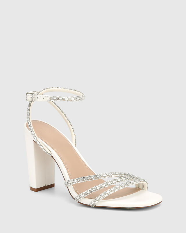 Yours Block Heel Sandal Wedding Diamante - White | very.co.uk