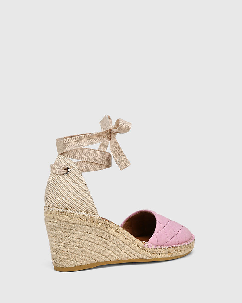 Zealand Urchin Pink Denim Wedge Heel Espadrille