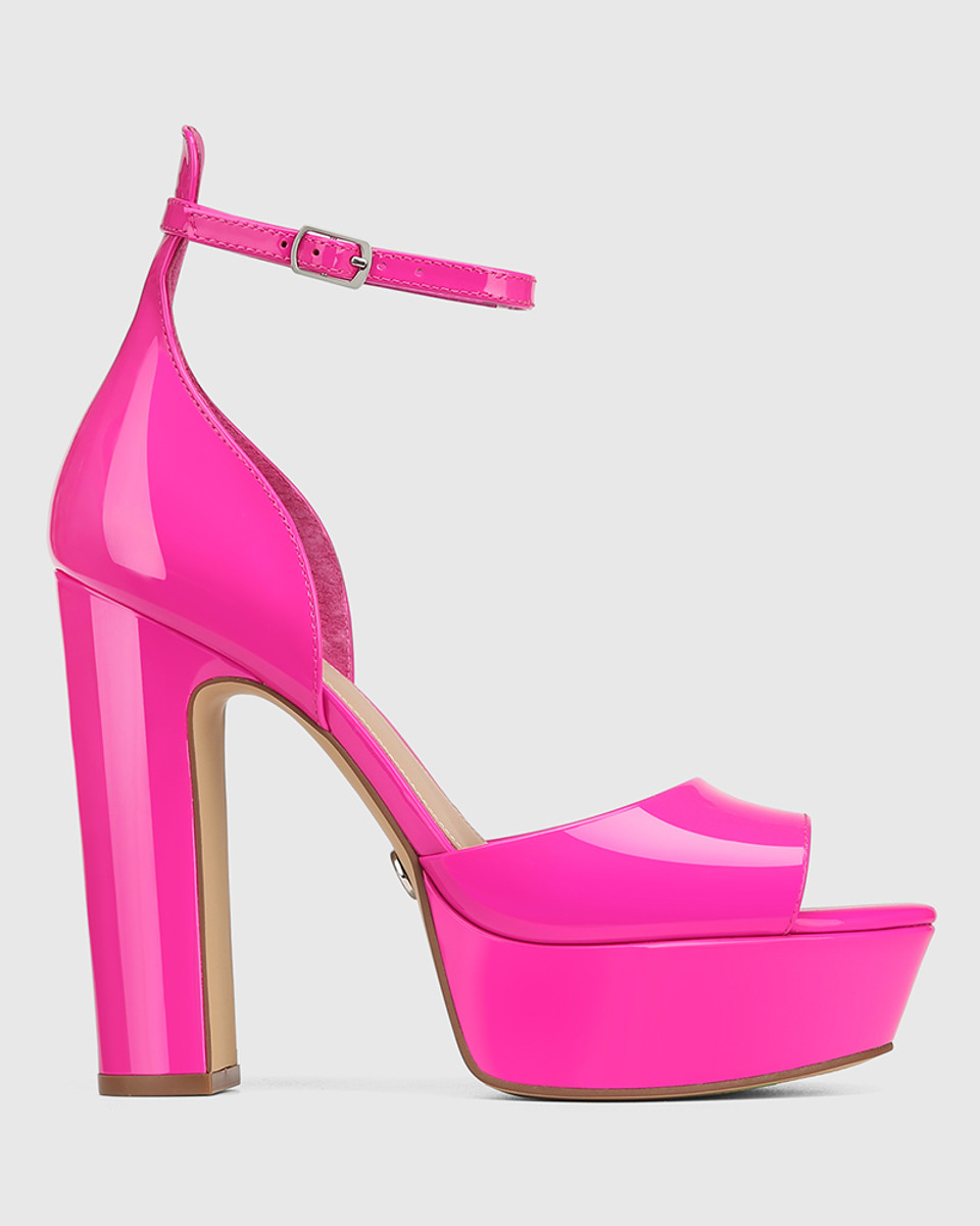 Zinnia Siren Pink Patent Platform Heel Sandal