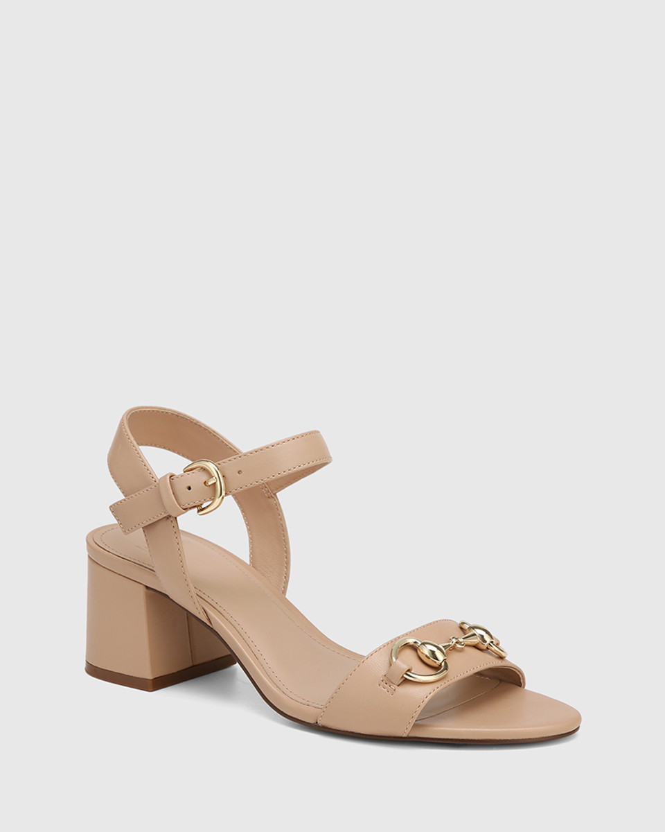 Karter Vintage Pink Leather Block Heel Sandal