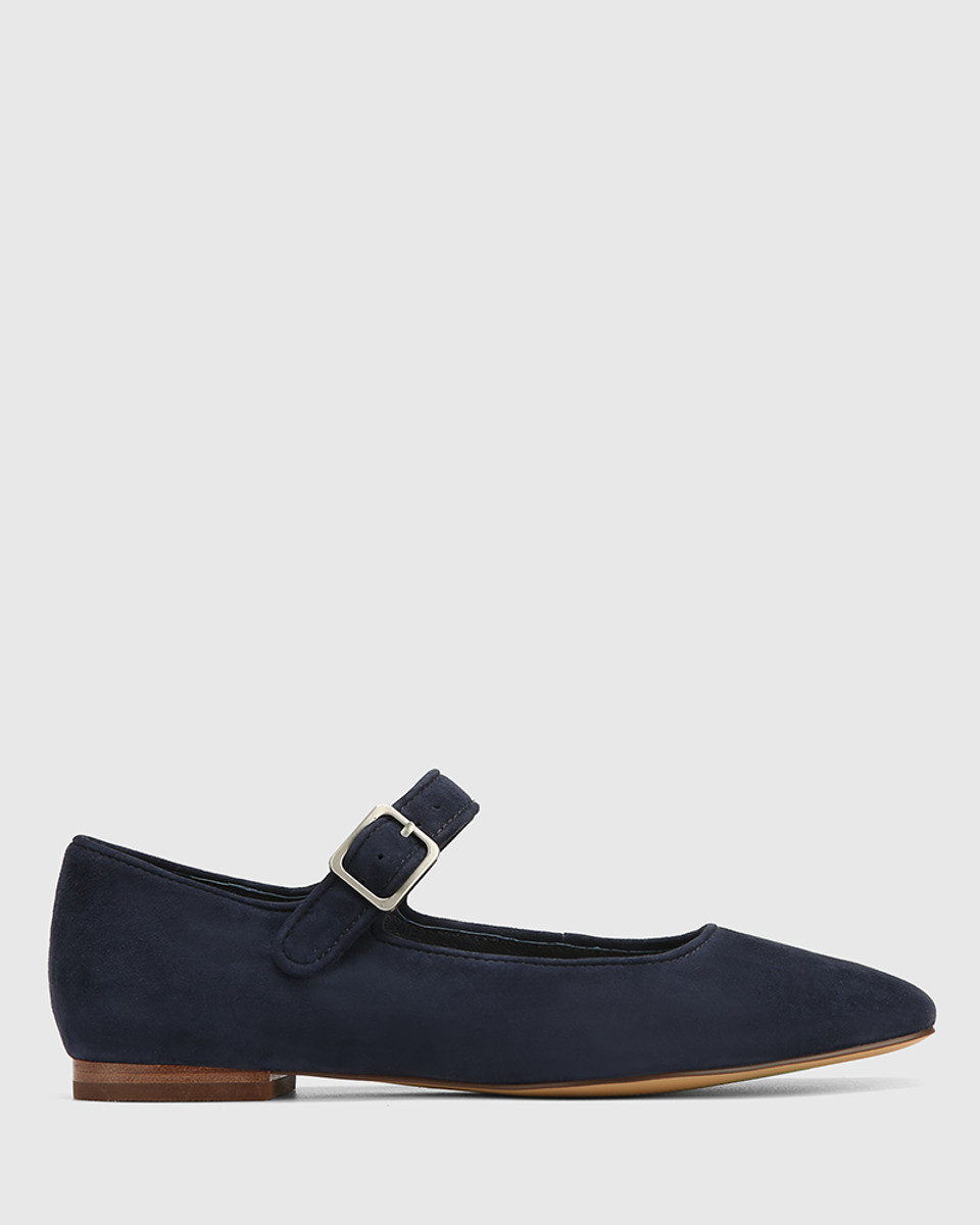 Alise Midnight Suede Leather Mary Jane Flat