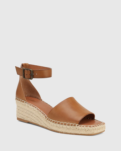 Krysta Tan Leather Espadrille Wedge Sandal