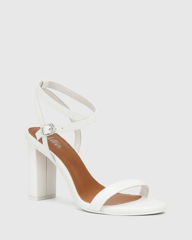 Raven White Leather Block Heel Sandal