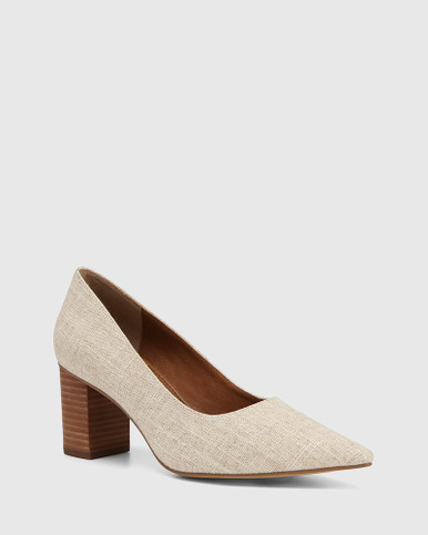 Penrose Natural Textiles Block Heel Pump