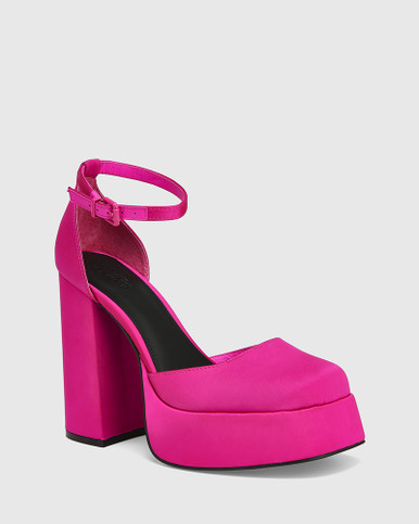 Yanna Siren Pink Recycled Satin Platform Pump