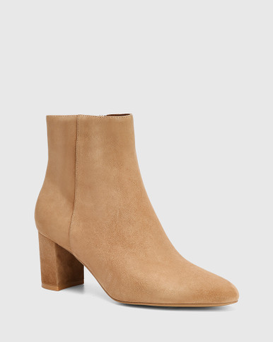 Kimberly Hazel Suede Block Heel Ankle Boot