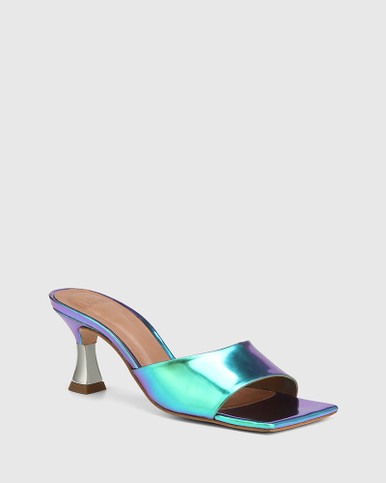 Shiny Holographic Strappy Platform Sandals Metallic Mirror Lace Up Shoes |  Up2Step