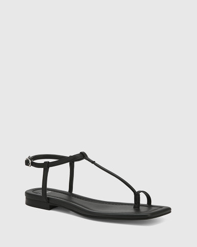 T Strap Studded Sandals - Black – Dapperfeet