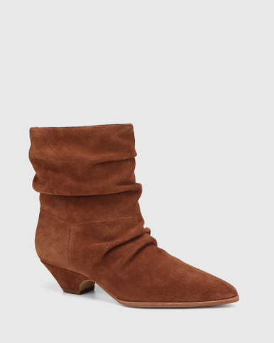 leather slouch ankle boots