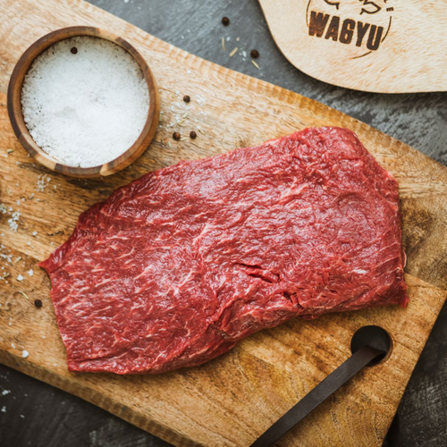 British Wagyu Flat Iron Steak 500g raw marbled beef