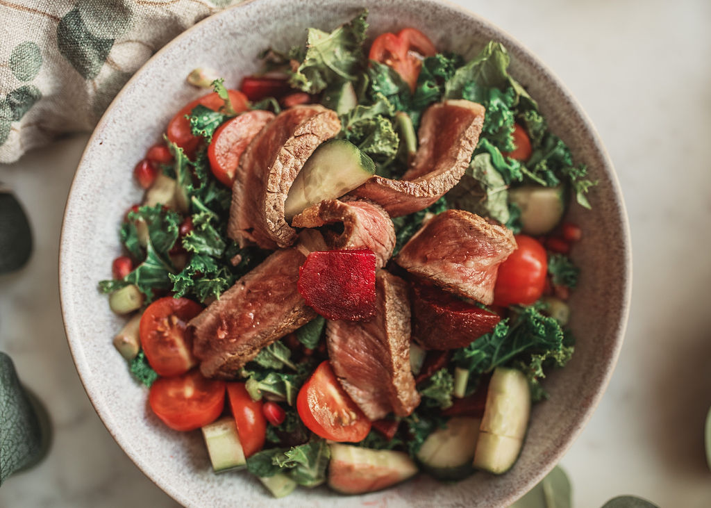 Wagyu Sirloin, Pomegranate and Kale Salad - Warrendale Wagyu