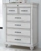 Kanwyn Whitewash 8 Pc. Dresser, Mirror, Chest, Queen Panel Upholstered Bed & 2 Nightstands