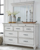 Kanwyn Whitewash 8 Pc. Dresser, Mirror, Chest, Queen Panel Bed with Storage & 2 Nightstands