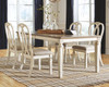 Realyn Chipped White 5 Pc. Rectangular EXT Table & 4 Upholstered Side Chairs