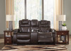 Warnerton Chocolate Power Reclining Loveseat/Console/Adjustable Headrest